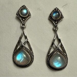 Silver Moonstone Teardrop Earrings
